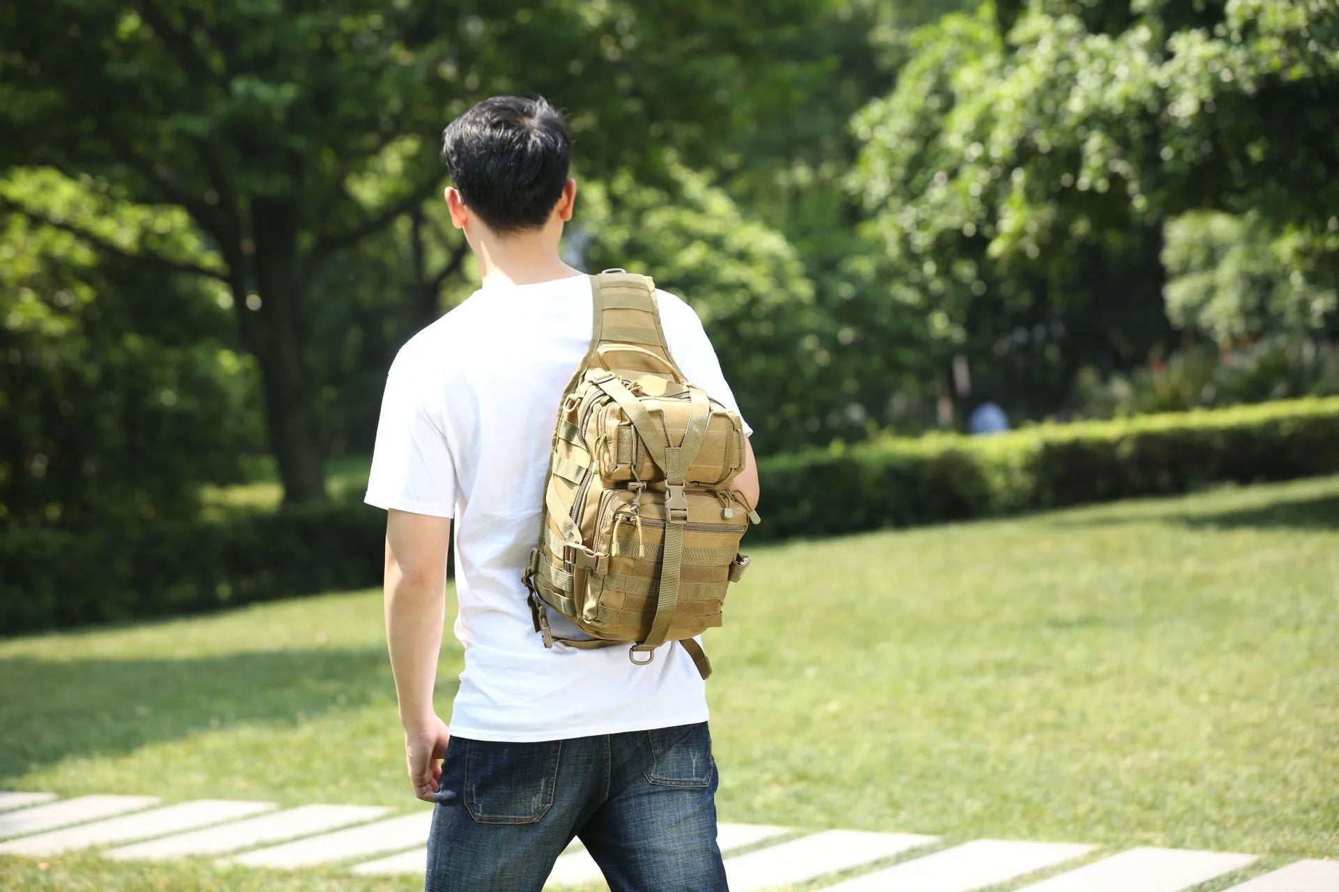 Rilibegan Chest Bag Waterproof Oxford Single Shoulder Bags Tactical Chest Bags Big Capacity Crossbody Bags Camouflage Chest Bag