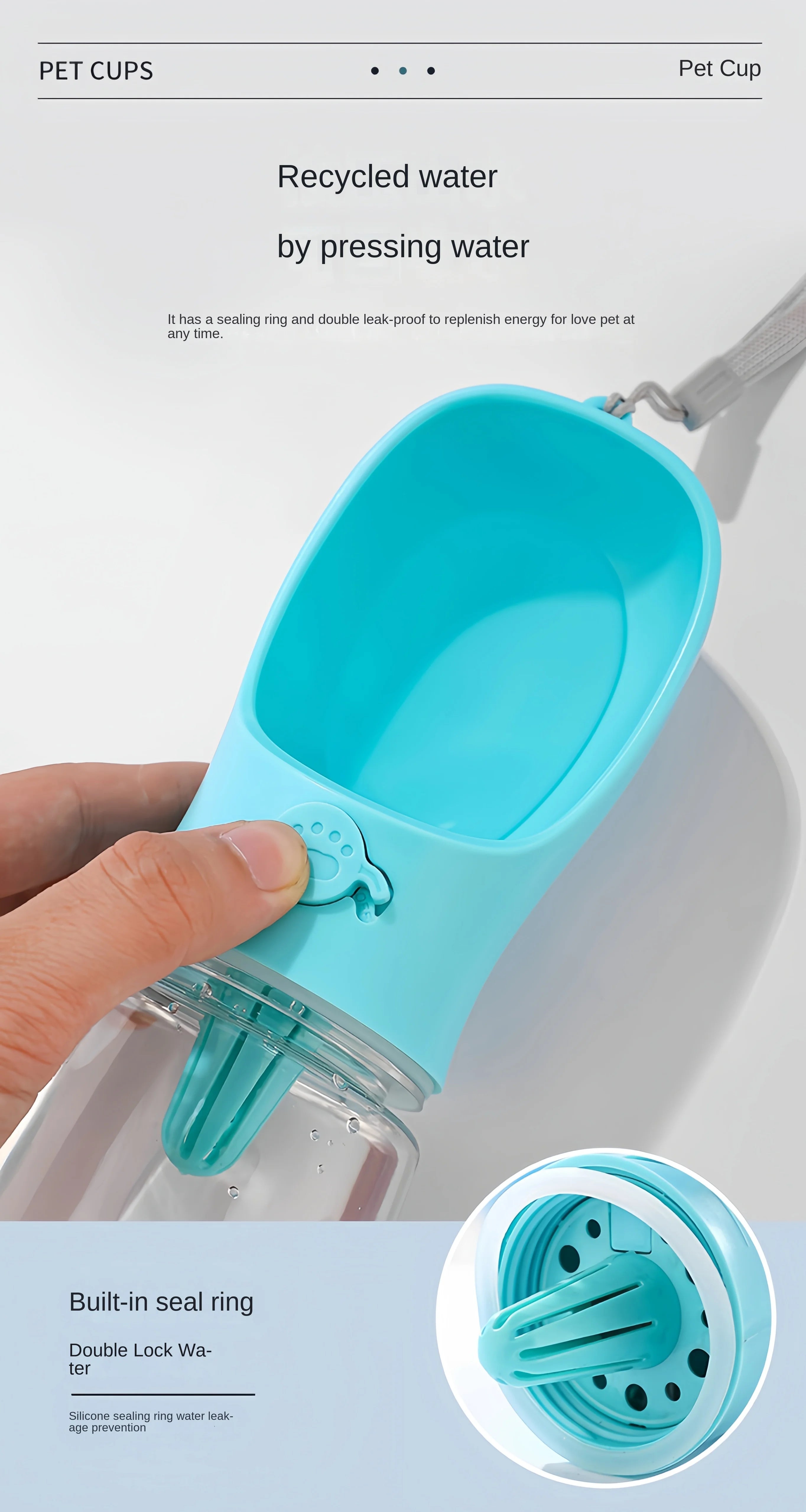 Dog Cat  Portable Feeding and Watering Supplies Portable Food Grade Material Dog Travel Pet Water Cup Bottle With Food Dispenser