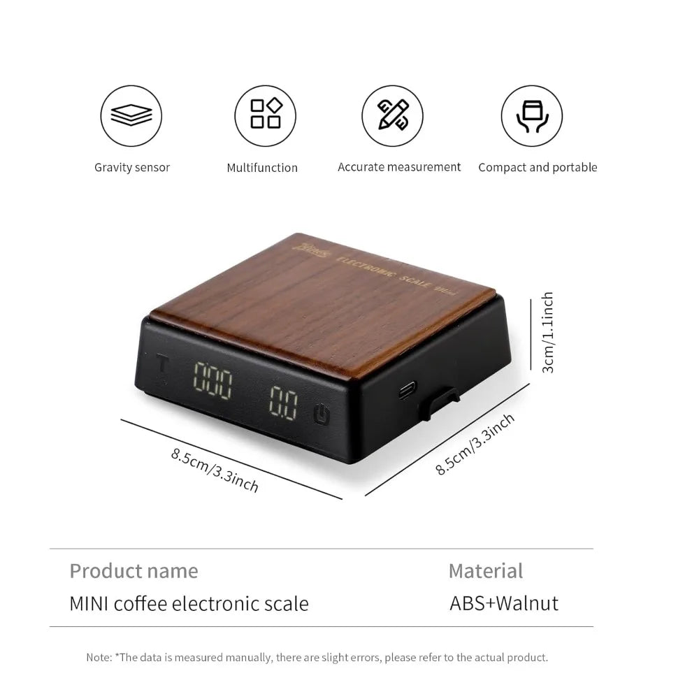 Mini Coffee Digital Scale with Timer, Compact Digital Scale for Precision Brewing,Rechargeable Kitchen Electronic Scale