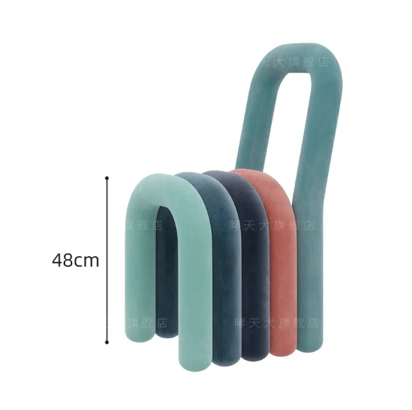 Nordic Style Creative Curved Chair, Plush Upholstered Kids/Accent Living Room Furniture