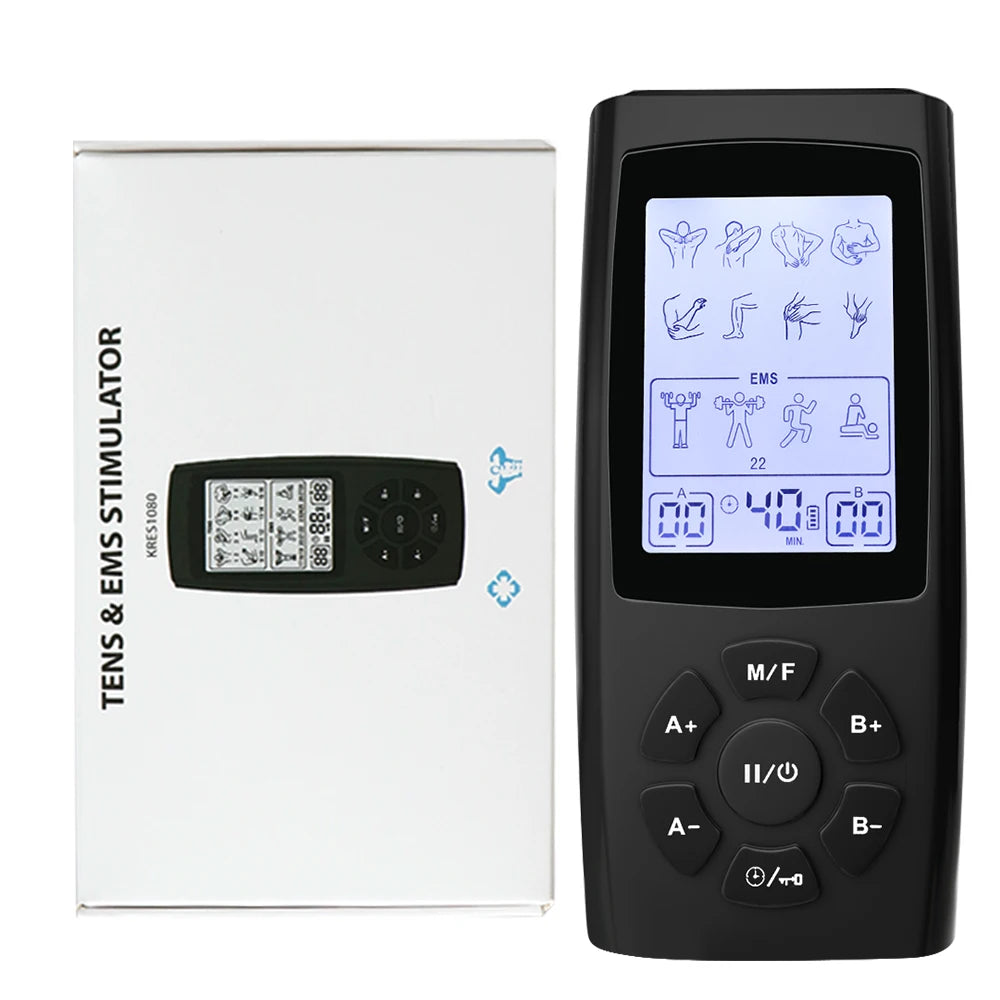 Tens Electroestimulador Pulse Acupuncture Massager 40 Levels EMS Muscle Stimulators Relaxation Medical Pain Relief with 10 Pads