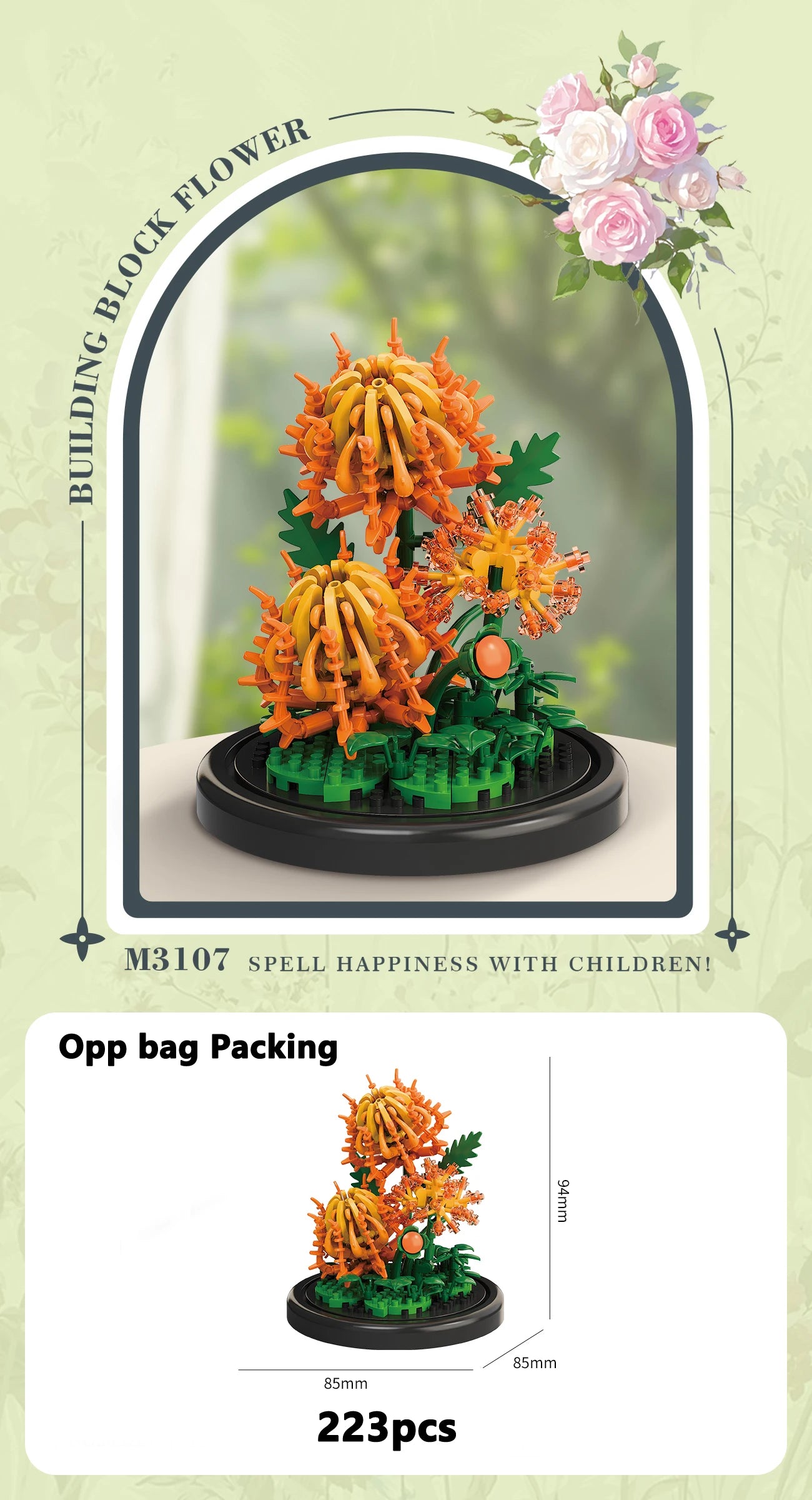 Eternal Flower Bouquet Bonsai Potted Plant Micro Building Blocks Model Home Decoration Puzzle Toys Kids Birthday Christmas Gifts