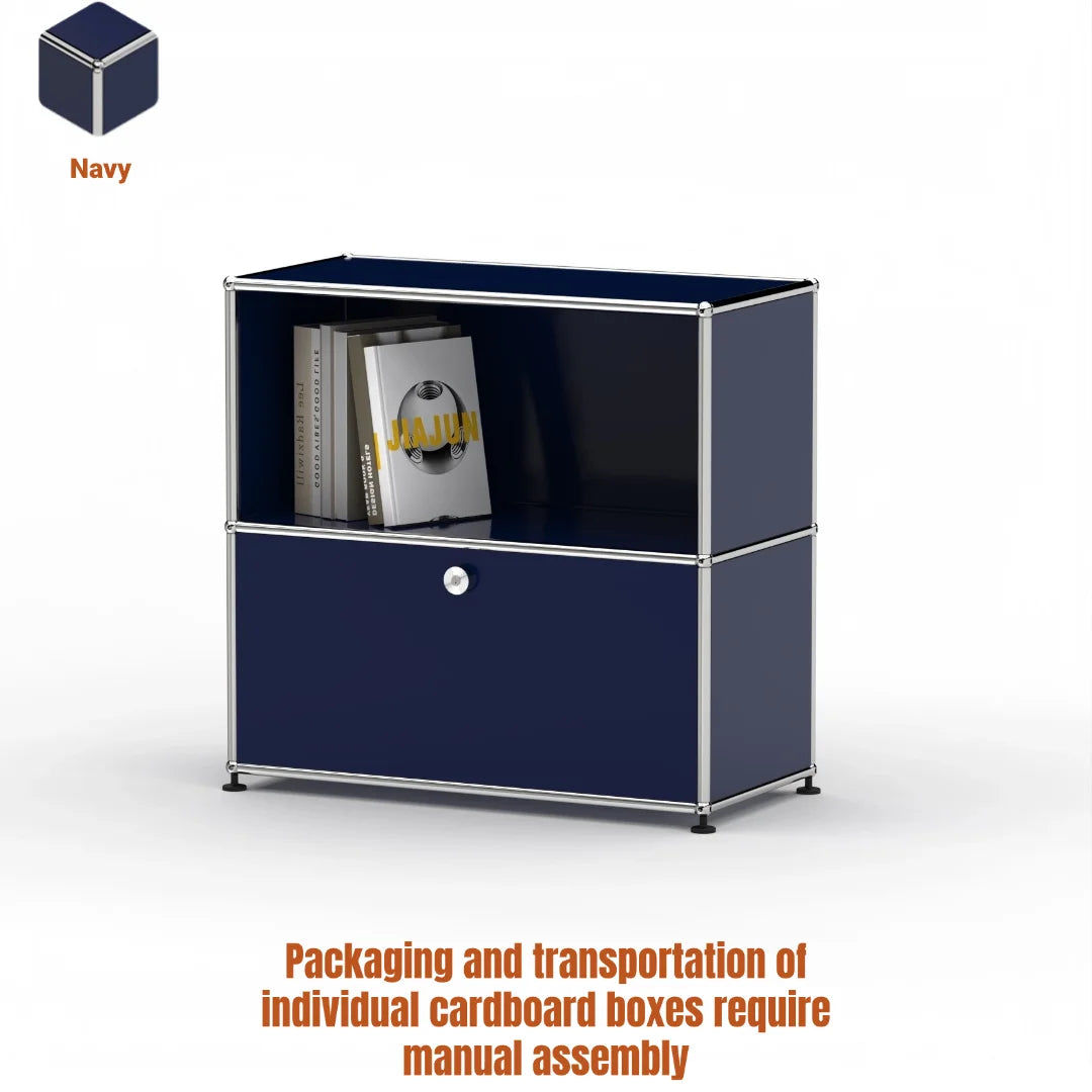 Modern Steel Flip Door Cabinet｜2-Tier Modular Storage Unit｜Custom Color Metal Organizer for Entryway, Living Room or Office