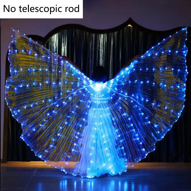 LED Luminous Butterfly Wing Belly Dancing Performance Costumes Stage Show Christmas Party Lighting Cloak Luminous Butterfly Wing