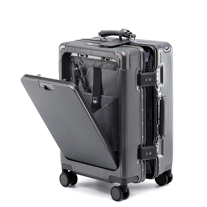 Aluminum Frame Luggage Password Carry on Luggage with Wheels Quiet Universal Wheel Fashion Travel Box Pull Rod Box