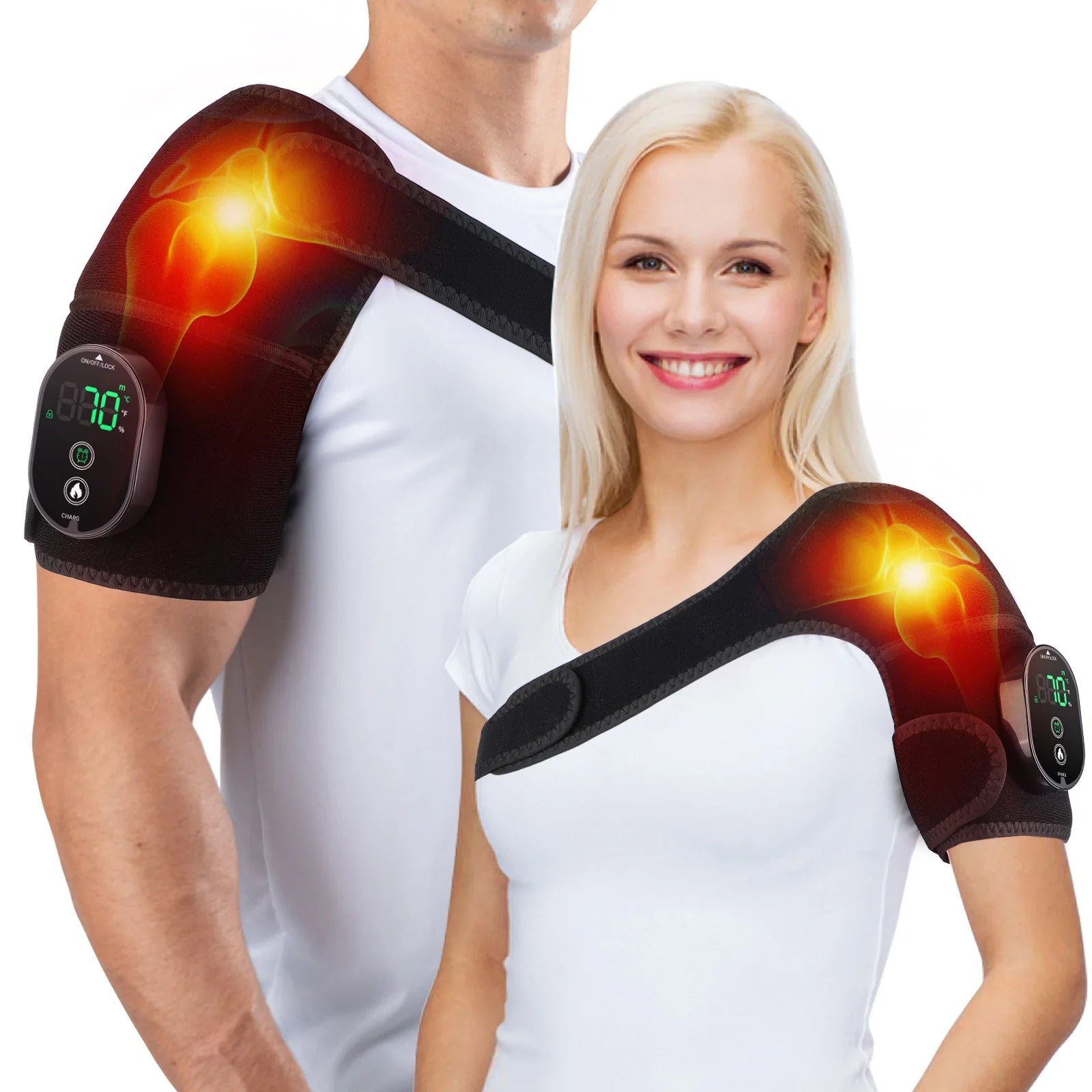 Wireless Heated Knee Massager Pads Brace Shoulder Elbow Support Muscle Wrap 6 Levels Hot Compress Reduce Stress Joint Health