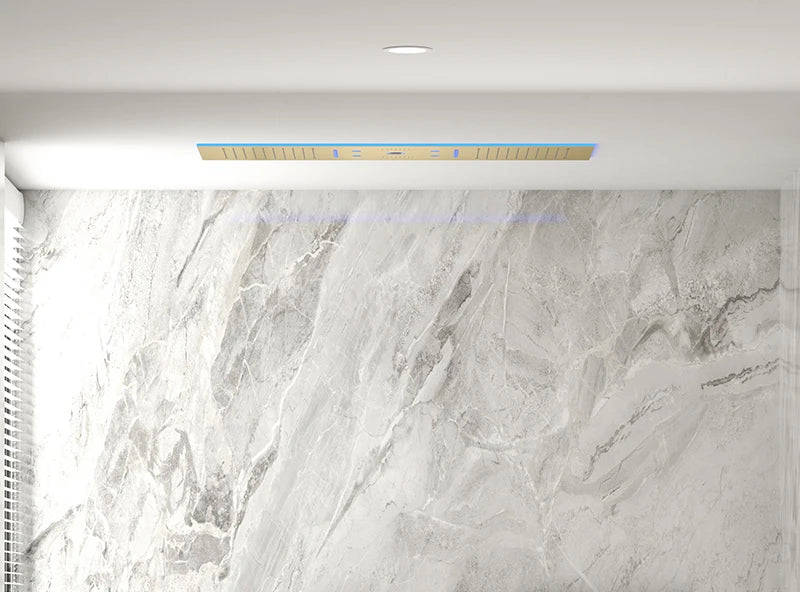 Luxury Ceiling Shower System Set Concealed Thermostatic Brass Digital Display Hydro Generator Rainfall  with Light and Bluetooth