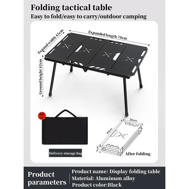 Outdoor Lightweight Folding Table Camping Hiking Travel Fishing Retractable Small Table Military Green Aluminum Alloy RuggedDesk