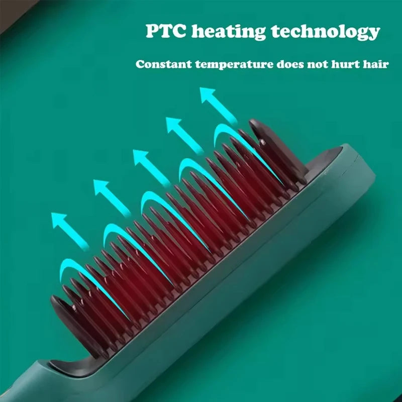 2-In-1 Electric Professional Negative Ion Straight Hair Brush Curling Comb With Lcd Display Curling Tool Straight Hair Brush