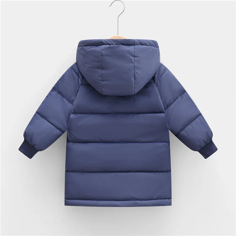 Kids Down Long Outerwear Winter Autumn Big Children Thicken Warm Cotton Clothes Boys Girls Padded Parka Coats Teen Jacket 3-10Y
