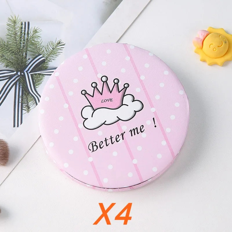 Circular Makeup Mirror Portable Portable Student Pocket Folding Mirror Beauty Makeup Makeup Princess Circular Mirror