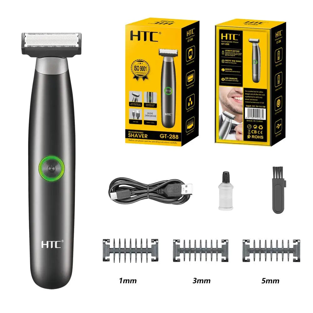 HTC Electric Shaver One Blade USB Rechargeable Electric Beard Trimmer Washable Safety Face Razor Shaving Machine for Men