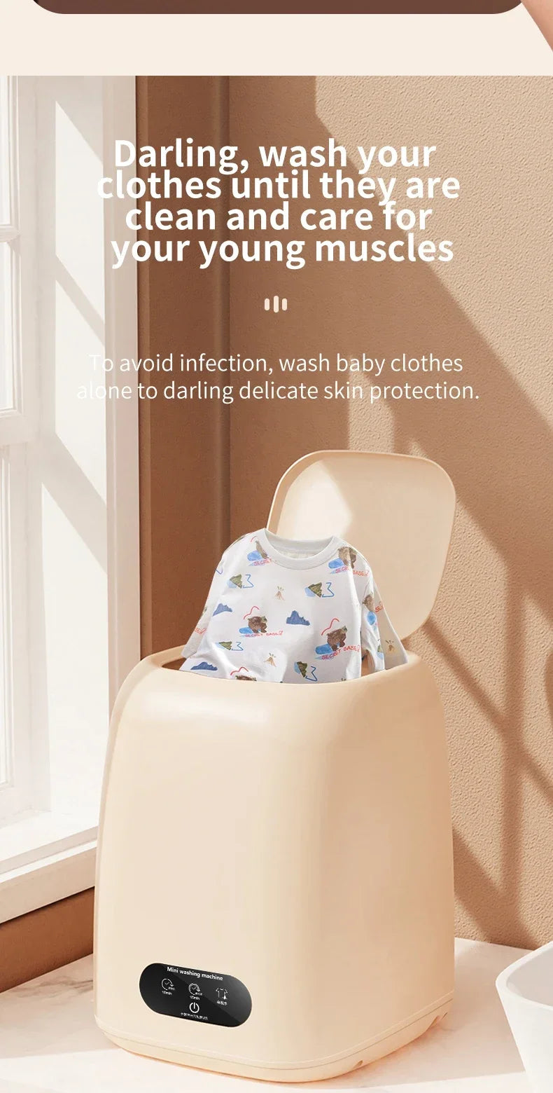 Mini Fully Automatic Portable Washing Machine with Spin Dryer 220V for Underwear Children Clothes