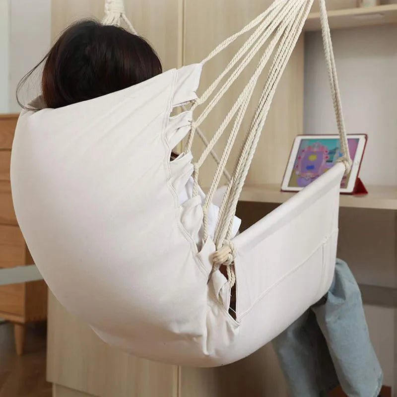Durable Hanging Hammock Chair Bedroom Furniture Hanging Swing Indoor Outdoor Cotton Rope Boho Patio Chair Home Decor for Balcony