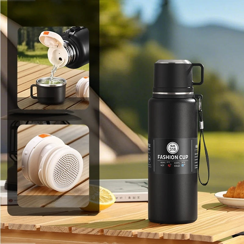 600-1500ml 316 Stainless Steel Vacuum Flasks Insulated Water Bottle Keep Cold and Hot Thermos Bottle for Coffee Tea Thermal Mug
