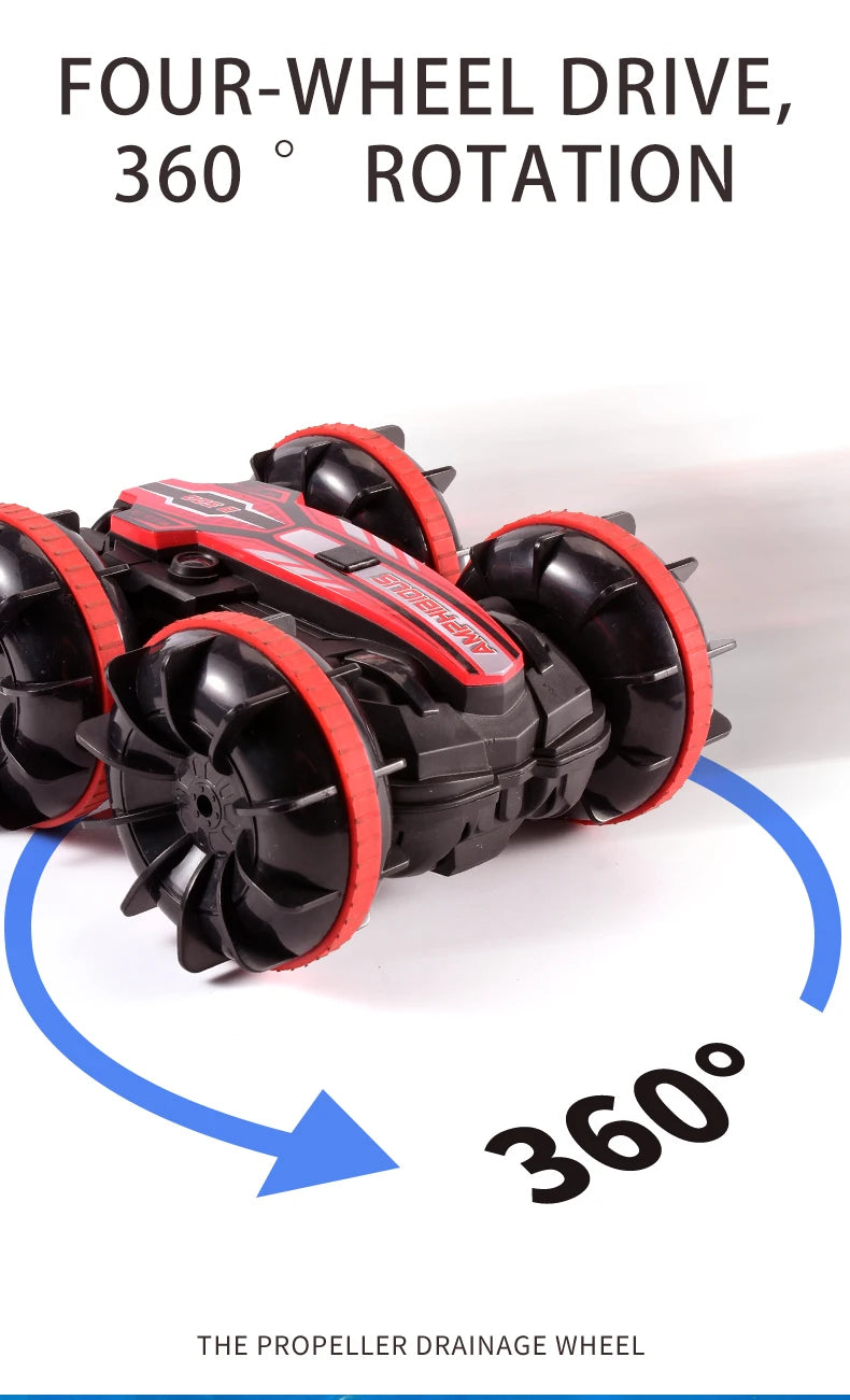 Amphibious RC Car Remote Control Stunt Car Vehicle Double-sided Flip Radio 4WD Drift Off Road Outdoor Toys for Boy Children Gift