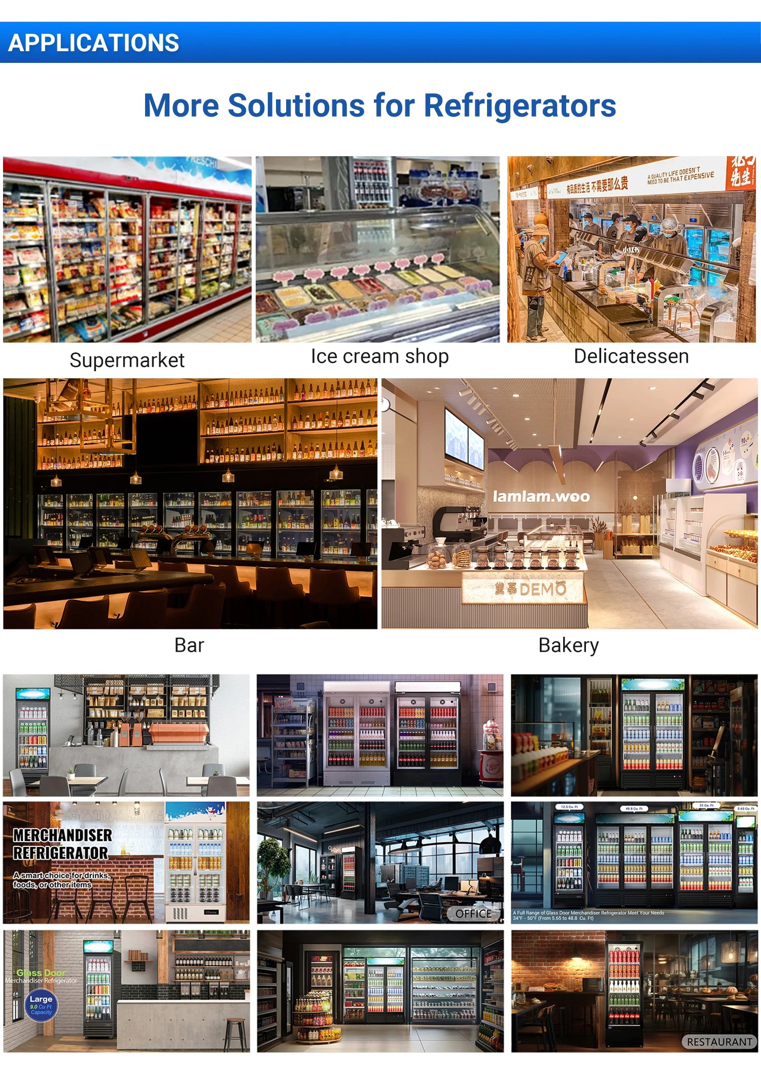 4-Door Commercial Freezer Refrigerator - Large Vertical Air Cooling Frozen Food Storage for Kitchen Restaurant