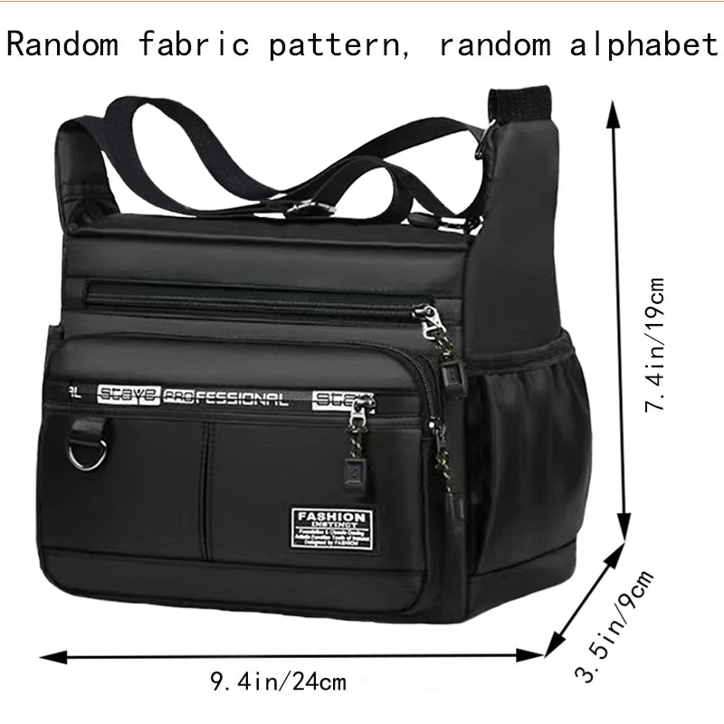 Men's cross-body bag with multi-layered pockets, adjustable shoulder strap, business single-shoulder bag