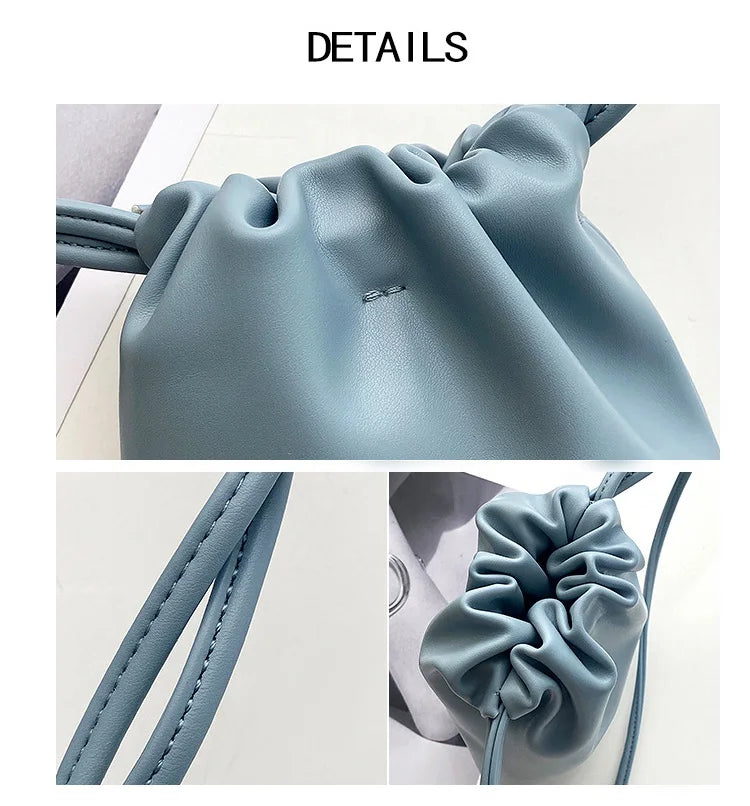 Casual Drawstring Bag Style Women Crossbody Bag Candy Color Lady Mini Bucket Bag for Mobile Phone Female Shoulder Purse Wallet