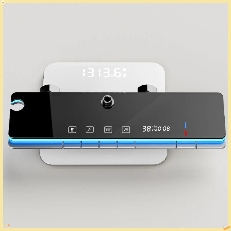 Grey Shower System with Ambient Light Intelligent Digital Shower Faucet Set Temperature Display Rainlfall Bathroom Shower Set