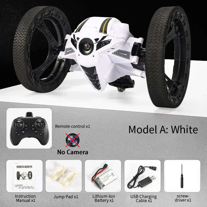 RC Stunt Car With Wifi Hd Camera Bounce Car Flexible Wheels Rotation Led Light Remote Control Jumping Vehicle Toy Gift Q207