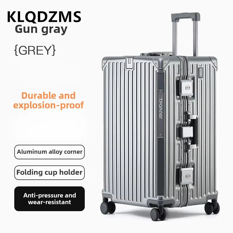 KLQDZMS Luggage 26"29"32 Inch Large Capacity Aluminum Frame Cart Case Cart Style Travel Bag Universal Wheel Rolling Suitcase