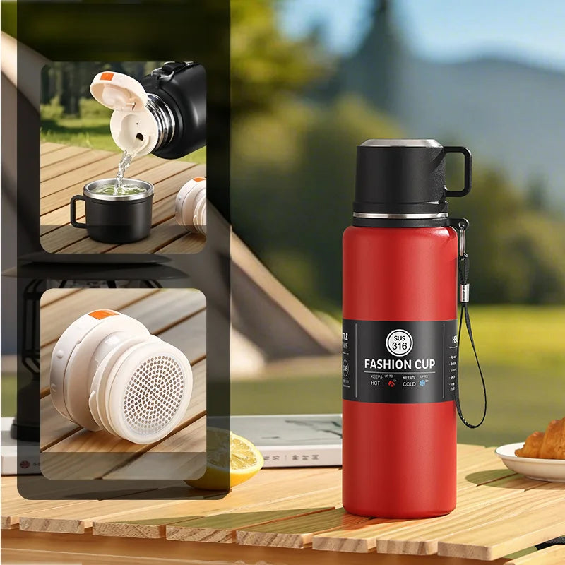 600-1500ml 316 Stainless Steel Vacuum Flasks Insulated Water Bottle Keep Cold and Hot Thermos Bottle for Coffee Tea Thermal Mug