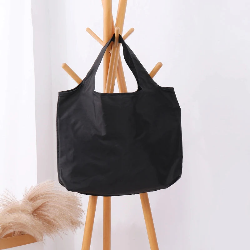 BIG Eco-Friendly Folding Shopping Bag Reusable Portable Shoulder Handbag for Travel Grocery simple solid color grocery bag