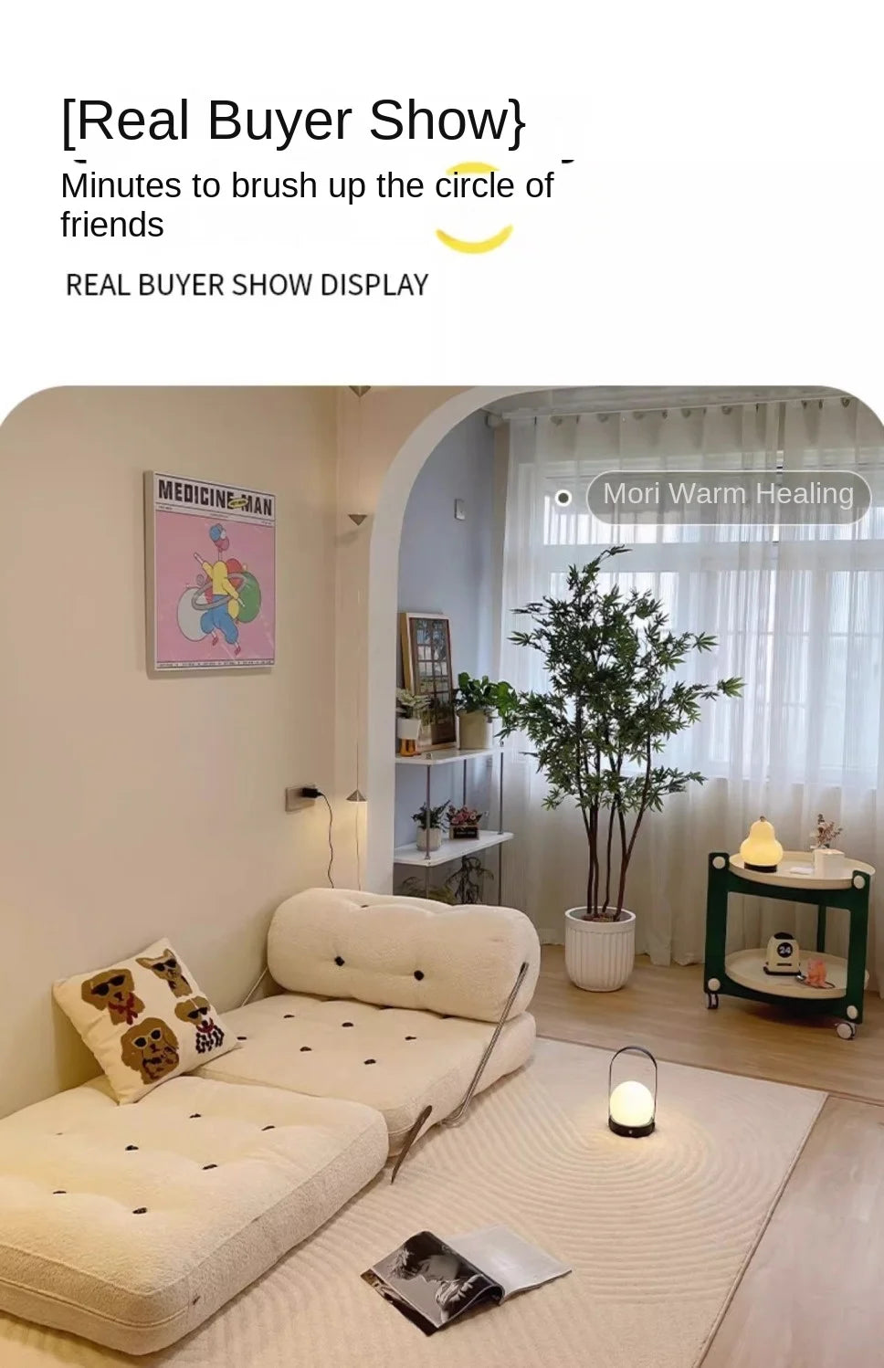 X&D Cream Style Lamb Fleece Leisure Folding Sofa Bed Fold Dual Use Single Small Unit Living Room Balcony Leisure Sofa Lazy Sofa