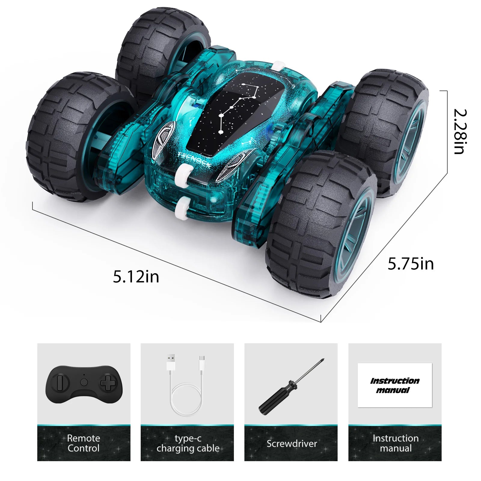 Remote Control Car with Lights, 2.4Ghz RC Car Double Sided 360°Flip RC Stunt Cars,Portable Rechargeable Toy Car for Kids&Adults