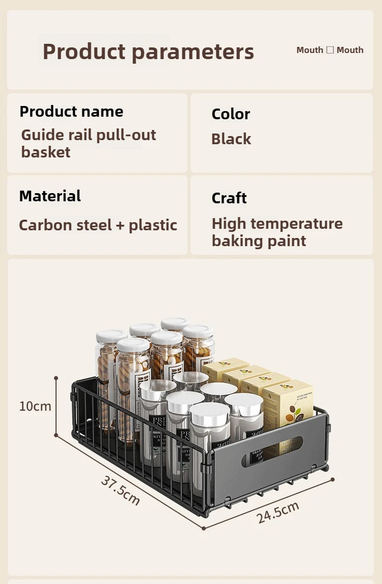 Non Perforated Folding Cabinet with Pull-out Basket Multifunctional Snack Storage Rack Household Kitchen Sink Storage Rack