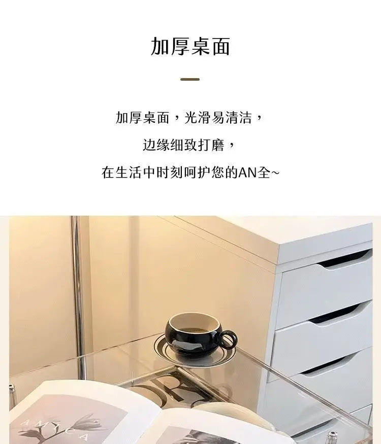 Acrylic Side Table Transparent Trolley Style Living Room Coffee Table Storage Cabinet Mobile Bedside Table Minimalist