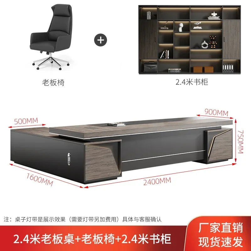 Light Luxury Vintage Office Desk Organizer L Shaped Mid Century Dark Wood Computer Desks Work Art Bureau Meuble Office Furniture