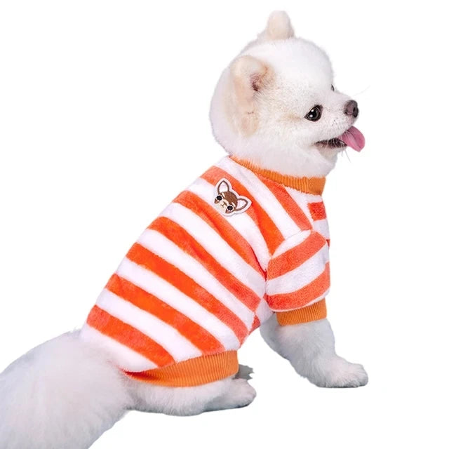 Soft Flannel Warm Dog Clothes Winter Dogs Hoodie Sweatshirt For Puppy Cat Rainbow Striped Clothing Chihuahua Shih Tzu Apparel