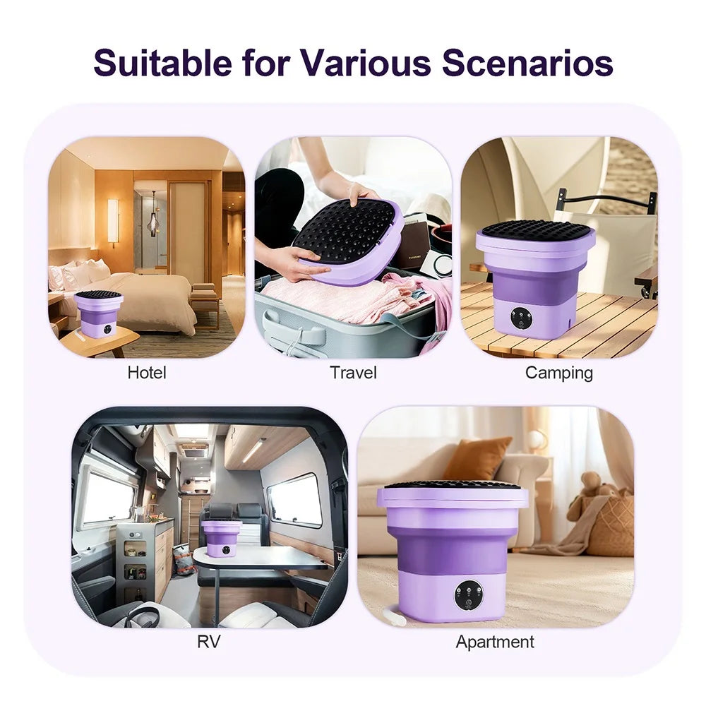 6.5L Small Folding Washing Machine Portable Washing Machine Automatic Modes Laundry Clothes Laundry Bucket Washing Machine