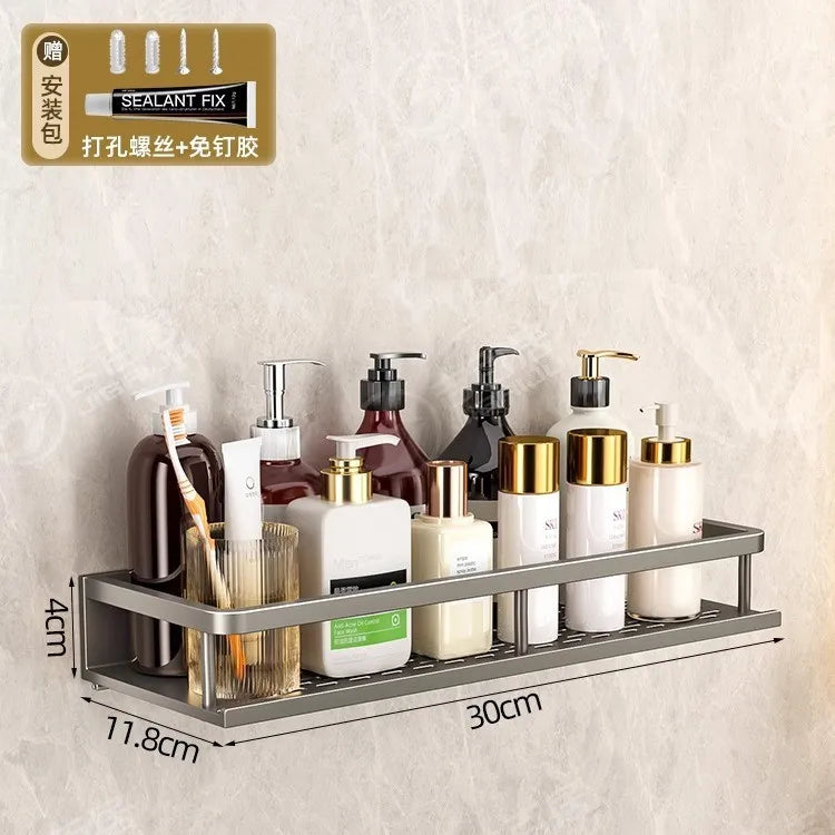 Wall-Mounted Storage Rack No-Drill Bathroom Vanity Shelf for Washroom Balcony Toilet - Organizer Shelf for Kitchen Bathroom