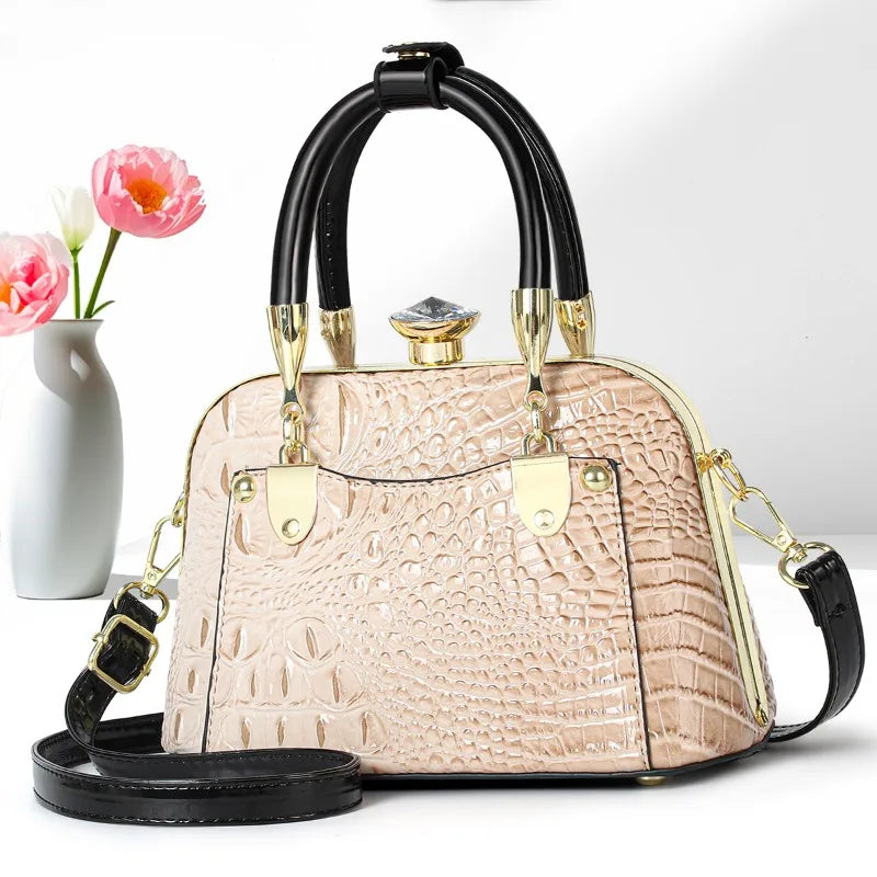 2025 New Luxury Handbags Women Bags Designer Crocodile Pattern Ladies Boston Shoulder Bag High Quality Womens Casual Tote Bag