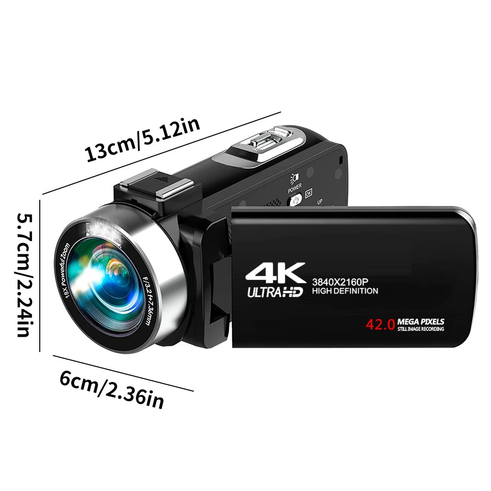 4K Portable Digital photography Camera 2 in1 Photo Video Record DV Travel Video Camera 18X Zoom 3'' Rotatable Screen With Flash
