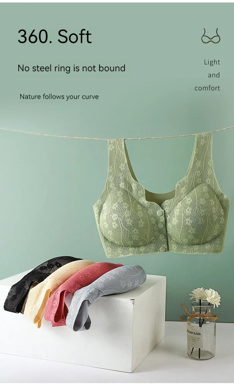 New Sexy Lace Without Steel Ring Front Buckle Thin and Seamless Pregnant Women Gather for Breastfeeding Bra Mom's Underwear