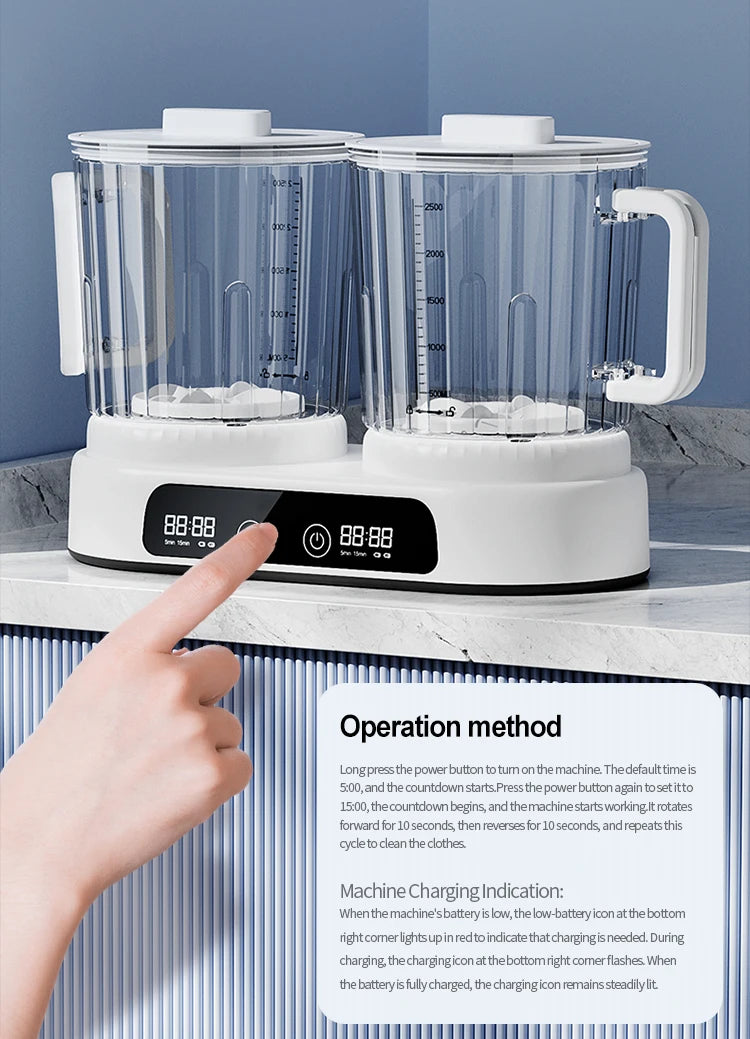 U10 Double Barrel Mini Washing Machine LED Digital Display Small Semi Automatic Wheel Home Dormitory Portable Washing Machine.