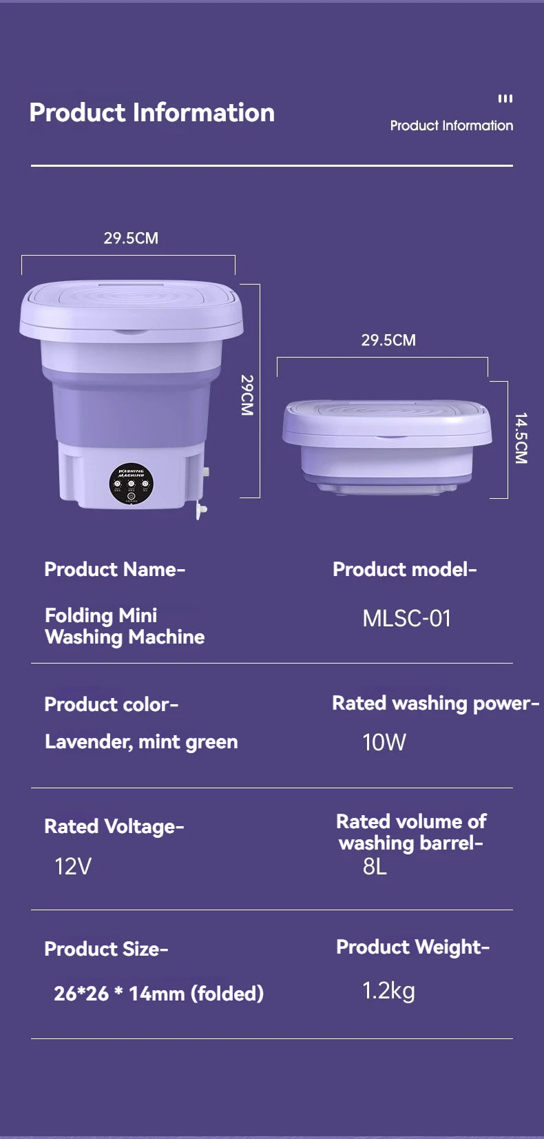 8L Portable Folding Washing Machine - Compact Bucket for Clothes, Socks & Underwear Cleaning, Ideal for Travel & Home Use
