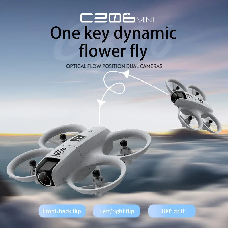CZ06 Mini RC Quadcopter Drone - 480P HD Dual Camera, Obstacle Avoidance, Optical Flow, Cool Lights - Perfect Toy Gift for Kids