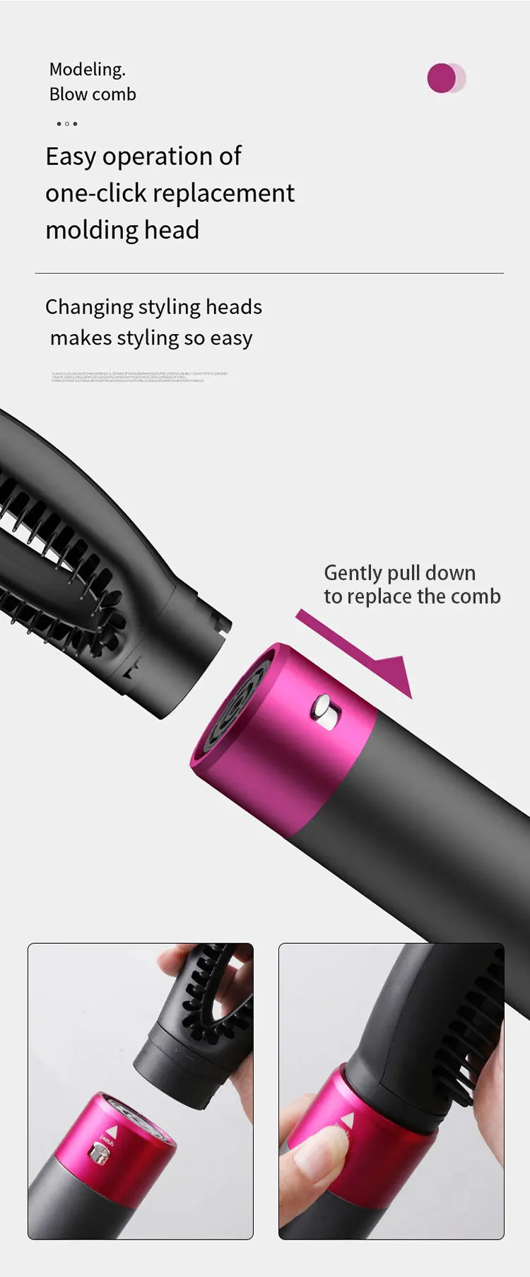 HOMEFISH 5 in 1 Hair Dryer Brush Hot Air Brush & Volumizer Styler Set with Interchangeable Brush Head Negative Ionic Blow Dryer