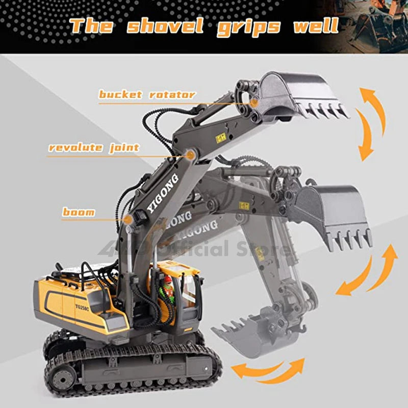 4WD Remote Control Excavator 4x4 Alloy Dump Truck Bulldozer Radio Model RC Car Construction Vehicle Toy Children Kids Gifts