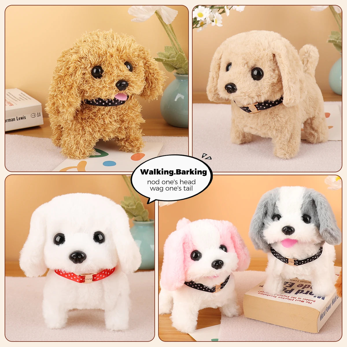 1Pc Electric Plush Simulation Dog Teddy Puppy Walking Sound Nodding Electronic Pet Toy For Christmas Gift New Year Gift