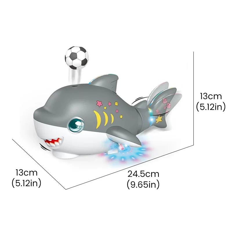 Electronic Pet Fish Children Shark Toy with Lights Music Crawling Toy Suspended Balloon Blowing Toys for Kid Birthday Xmas Gifts
