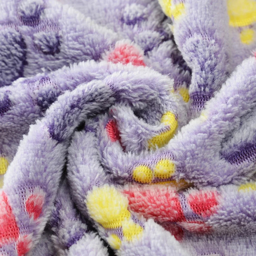 Warm Pet Cat Blanket Autumn Winter Cozy Thicken Fleece Kitten Footprint Bed Mat for Small Medium Big Cats Dog Chihuahua Supplies
