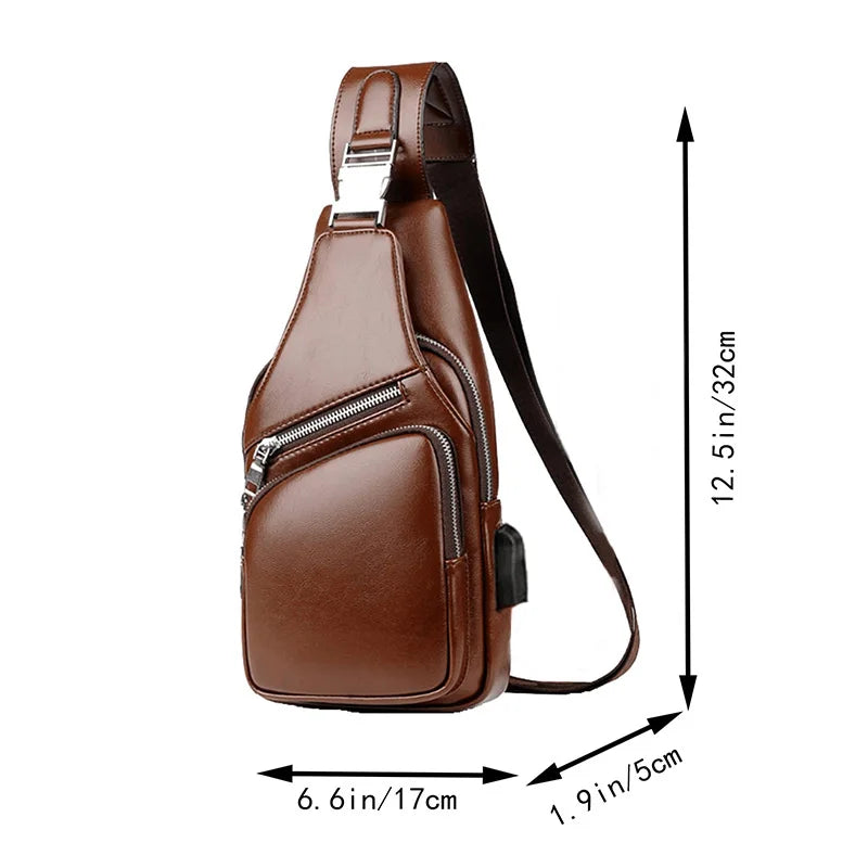 Bullcaptain Bag Genuine Leather Chest Bag Men's Fashion Style Casual Crossbody Bag Business Large Capacity Leather Men's Luggage