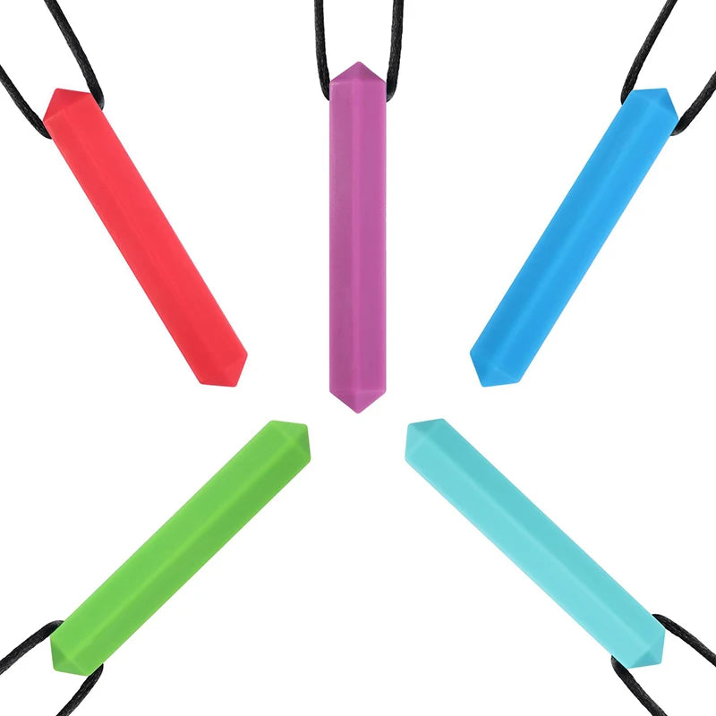 5PCS Baby Teether Sensory Chew Necklace Silicone Teether for Teething Autism Biting Chewing Baby Care Pacifier Pendant