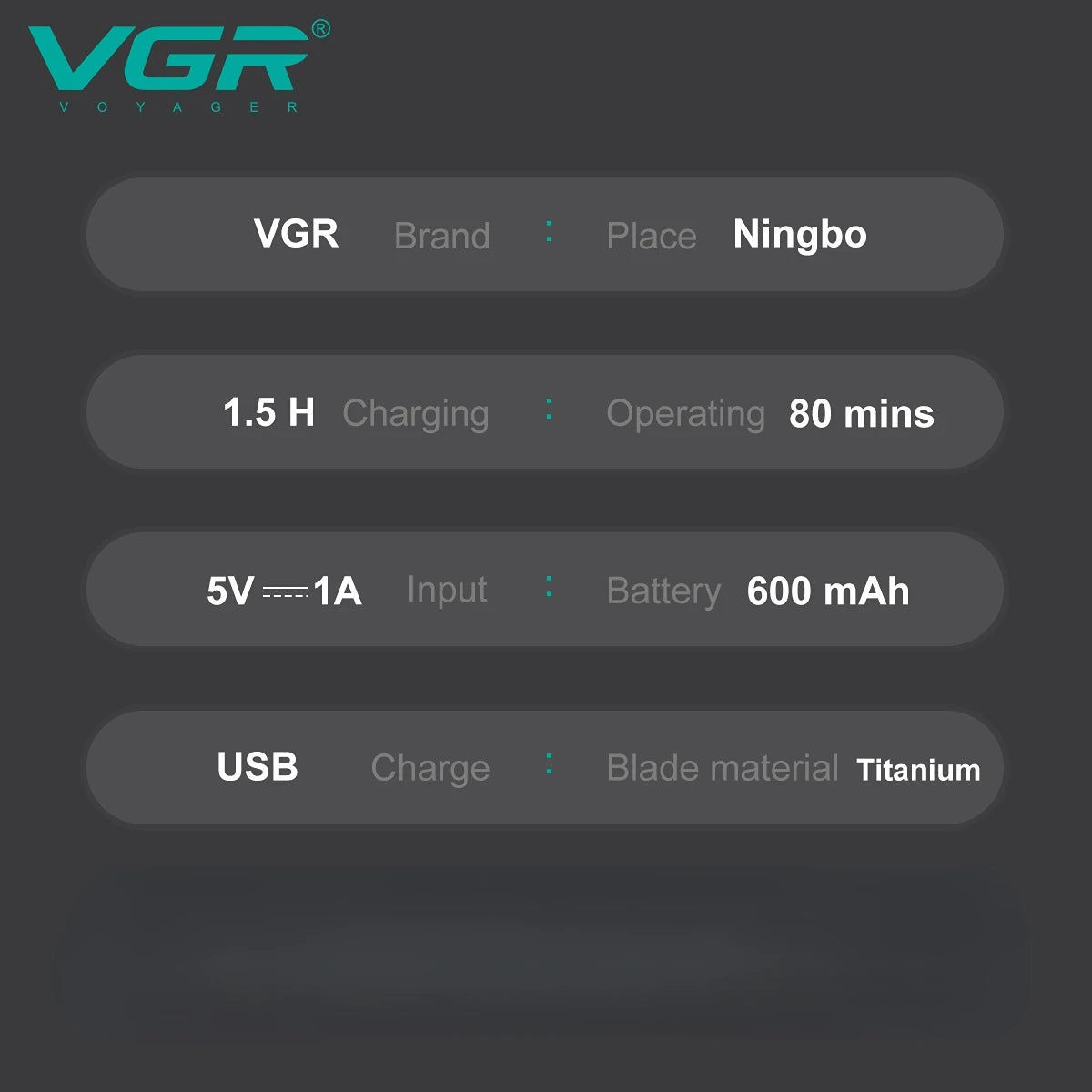 VGR Shaver Professional Razor Electric Shaver Portable Shaving Machine Rechargeable Reciprocating Razor LED Shaver for Men V-363